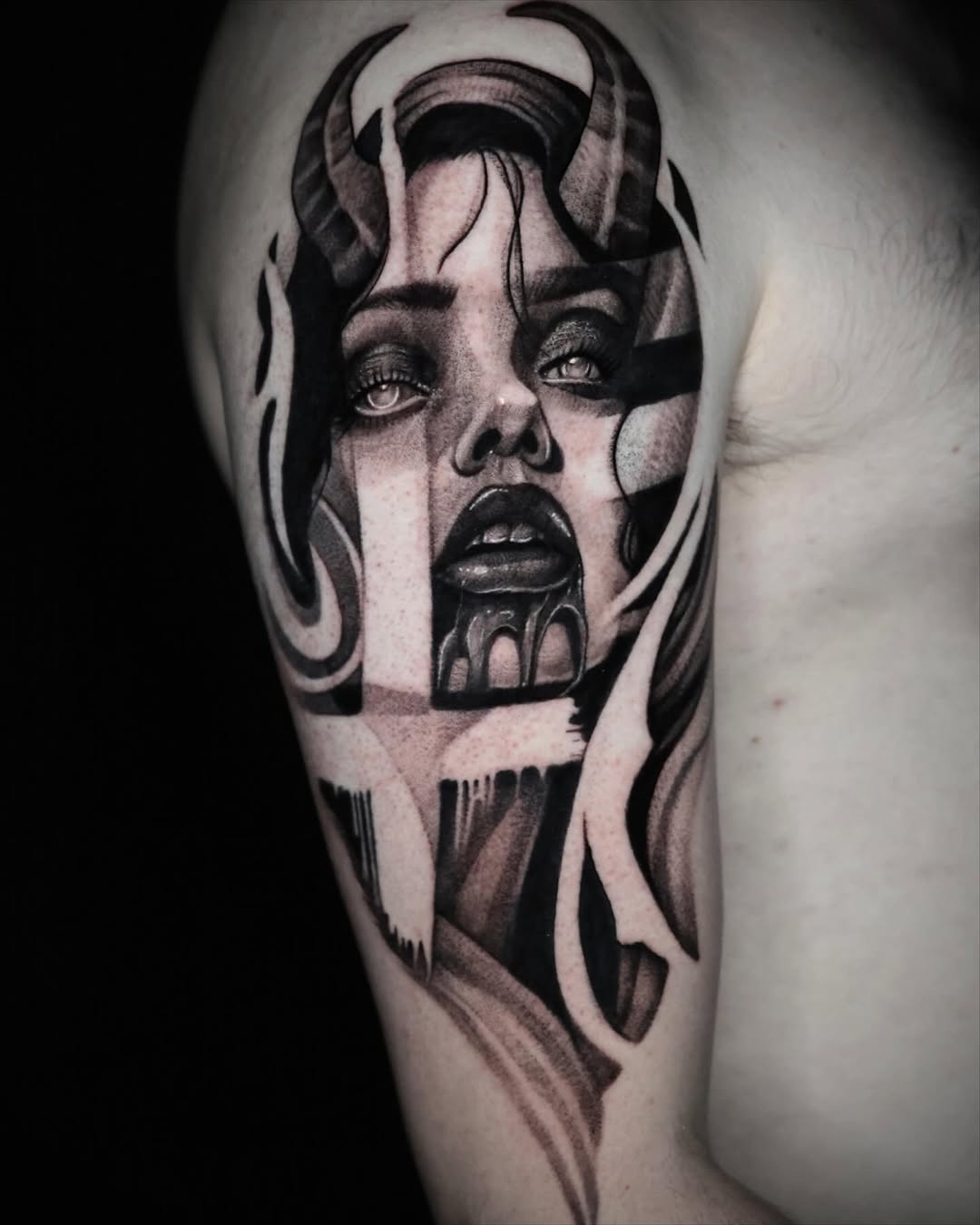 Tattoo by @machomandisavage — blackwork, realism