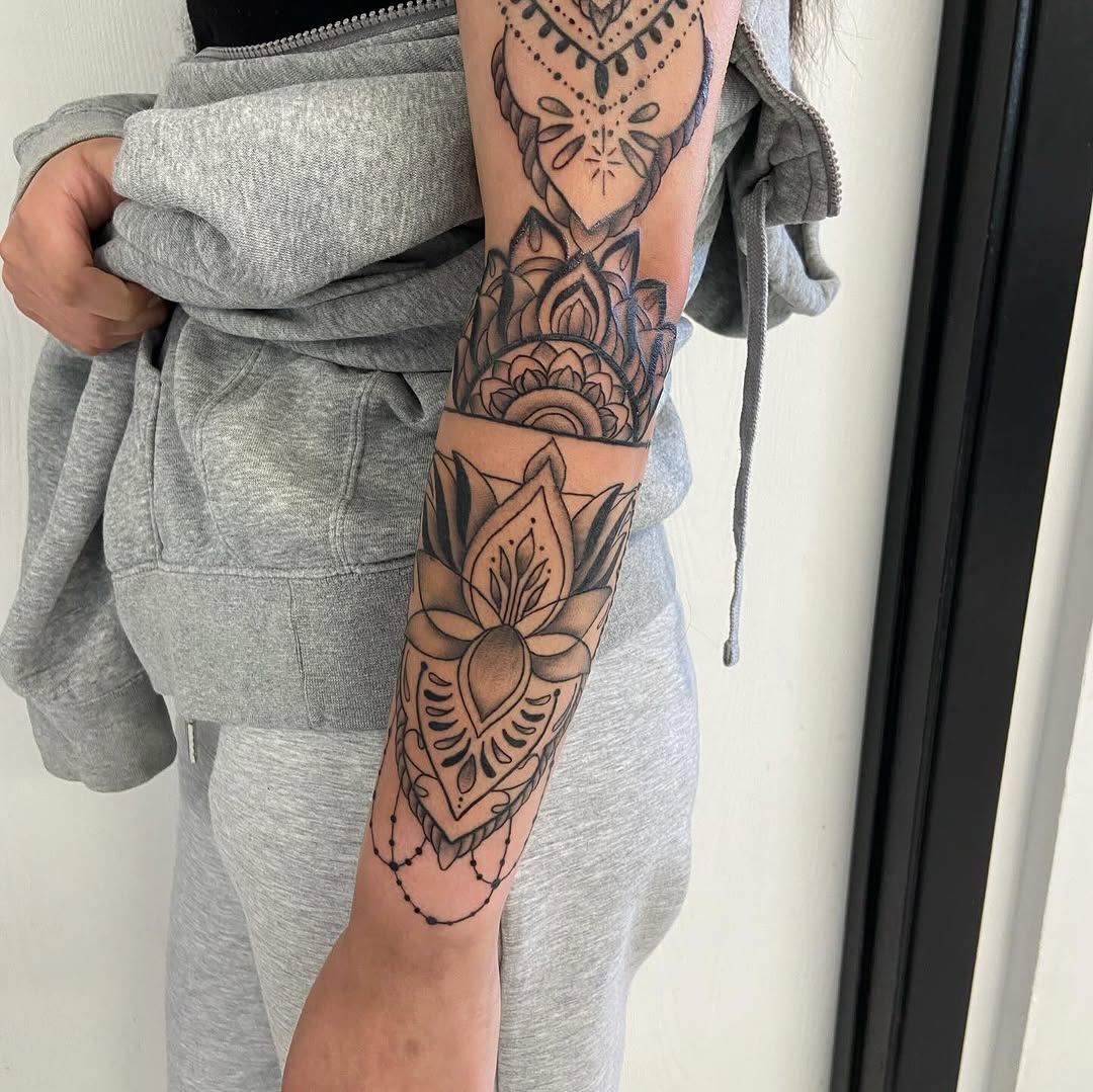 Tattoo by @1luv_tattoo — black_and_grey, ornamental