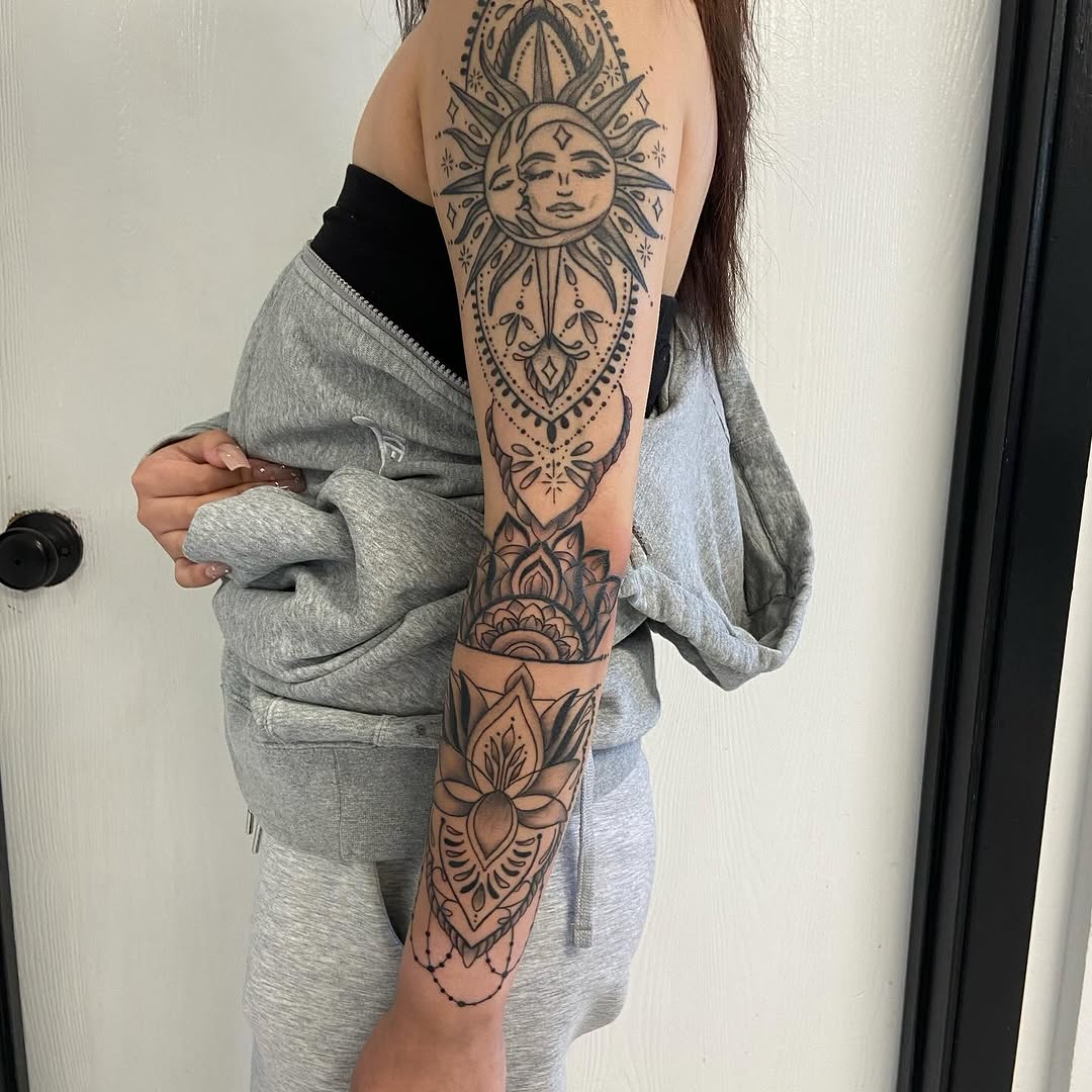 Tattoo by @1luv_tattoo — illustrative, black_and_grey