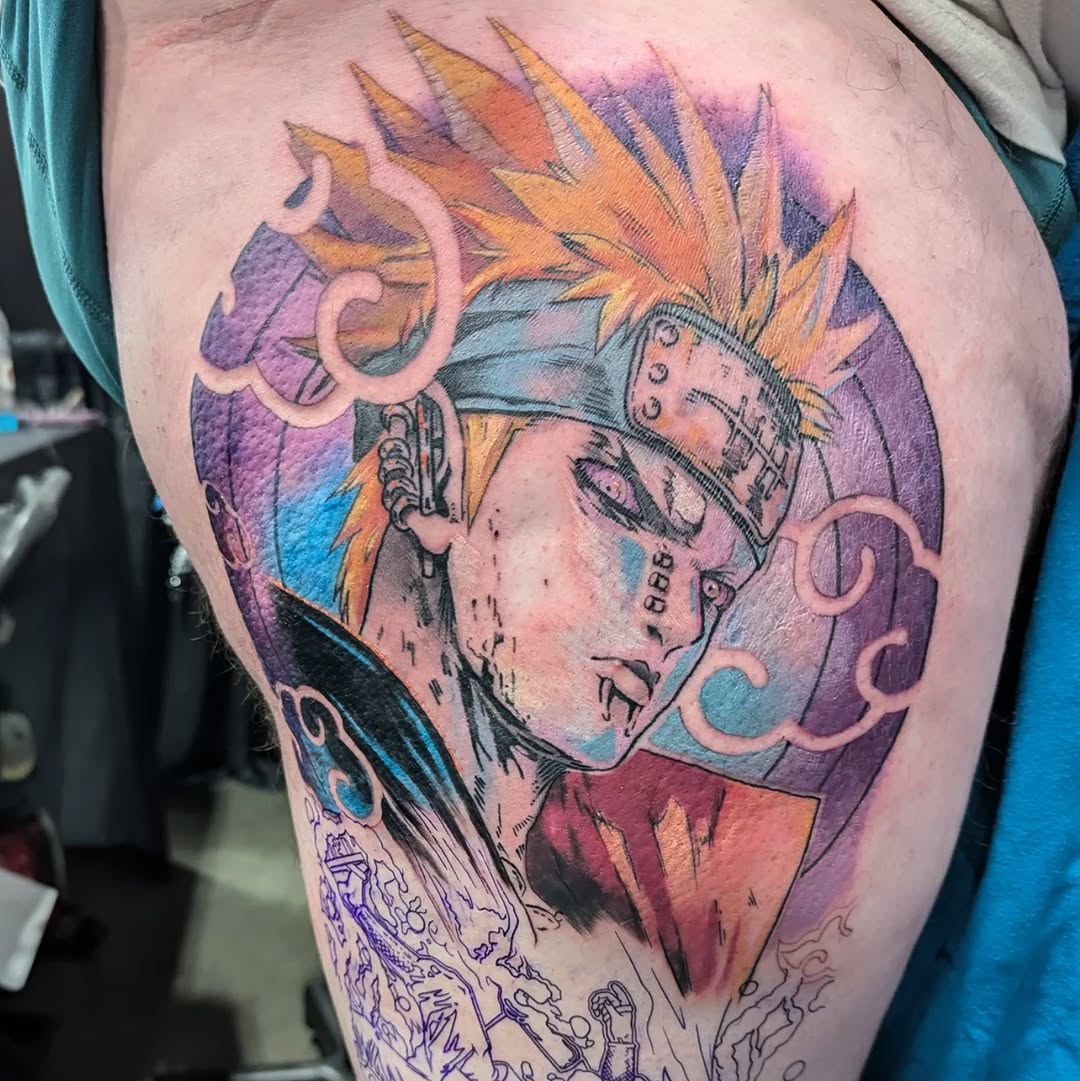 Tattoo by @casey_tuttle.art — anime, watercolor