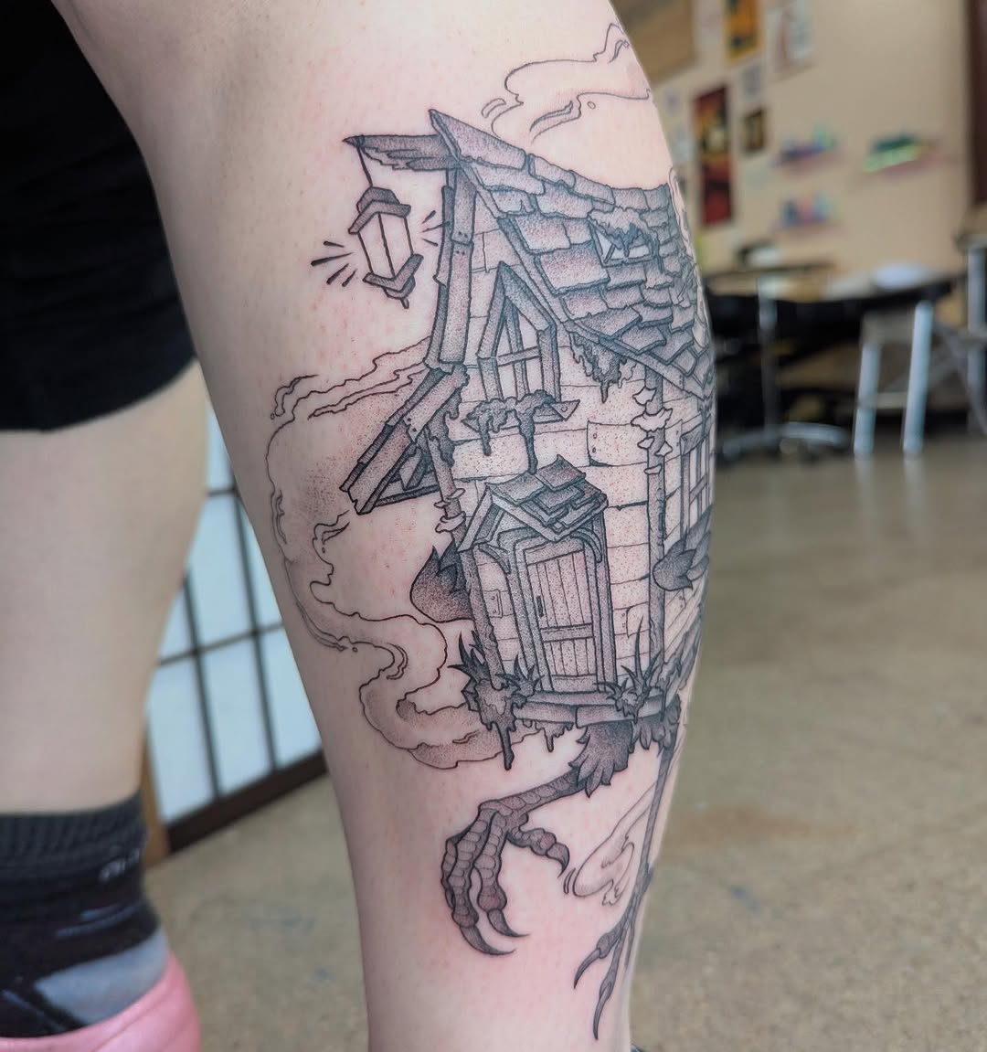 Tattoo by @lepus_tattoos — illustrative, dotwork