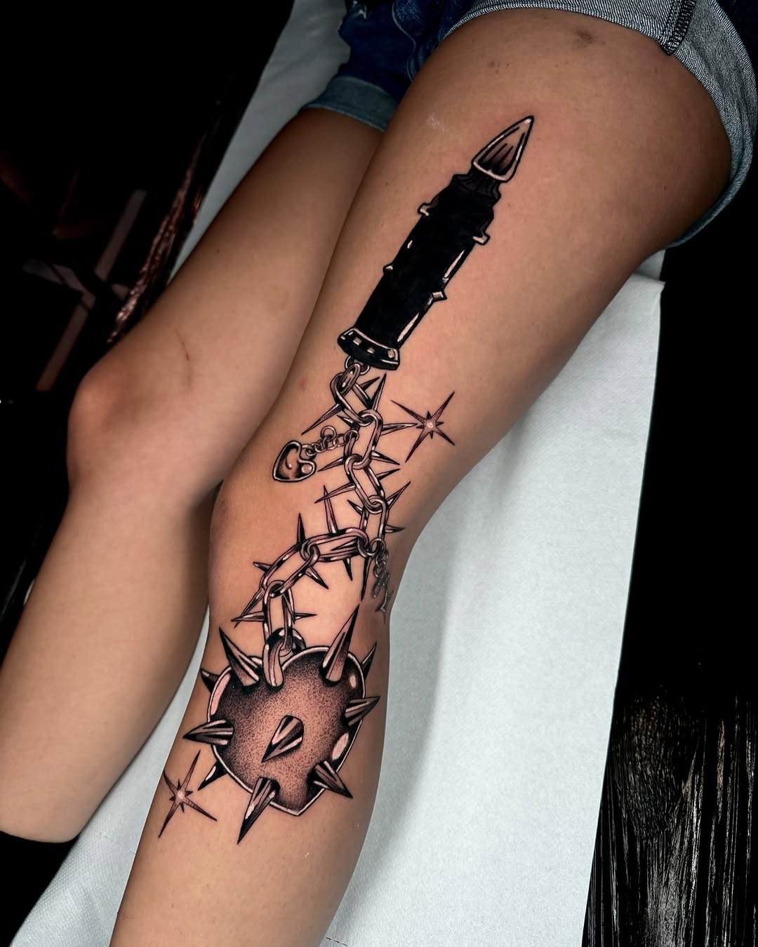 Tattoo by @foxx.teeth_ — black_and_grey, dark_realism