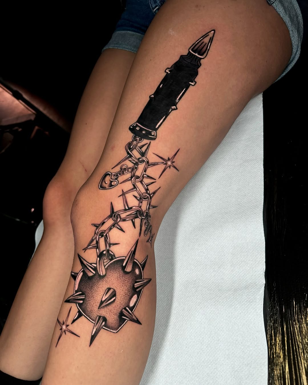 Tattoo by @foxx.teeth_ — black_and_grey, dark_realism