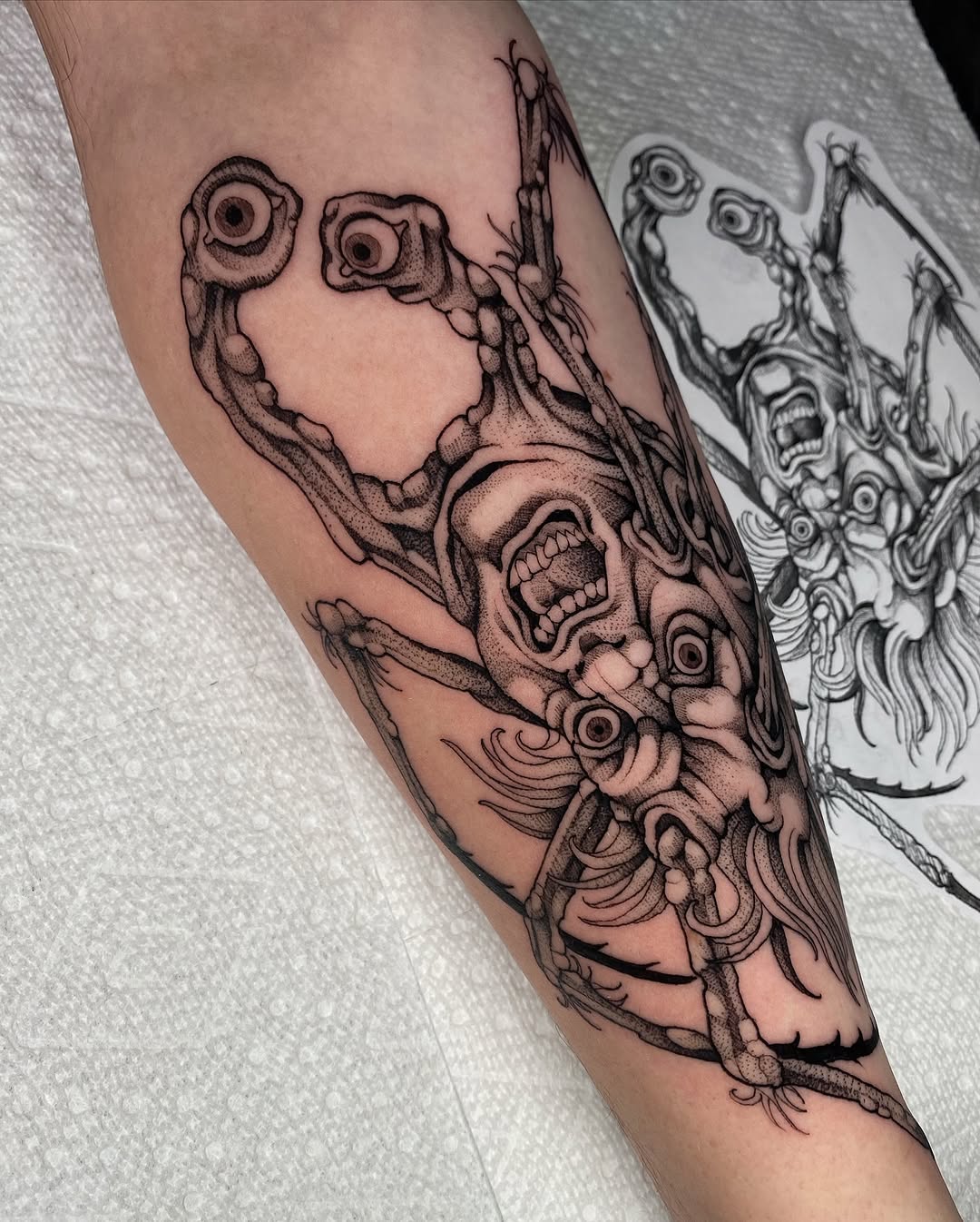 Tattoo by @scab.tailor — dark_realism, black_and_grey