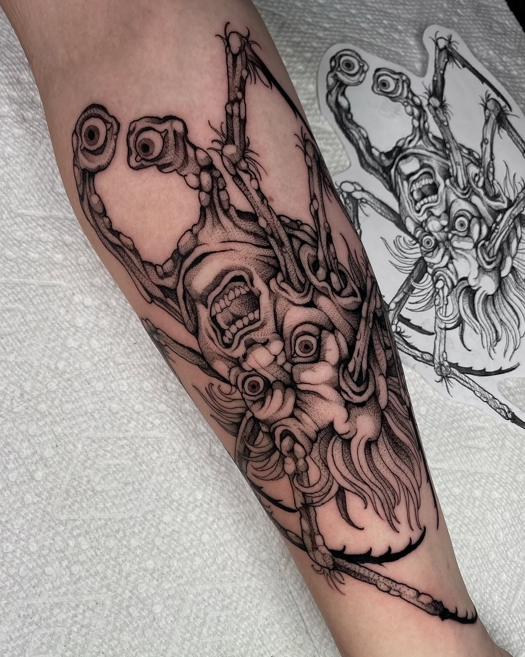Tattoo by @scab.tailor — dark_realism, dotwork