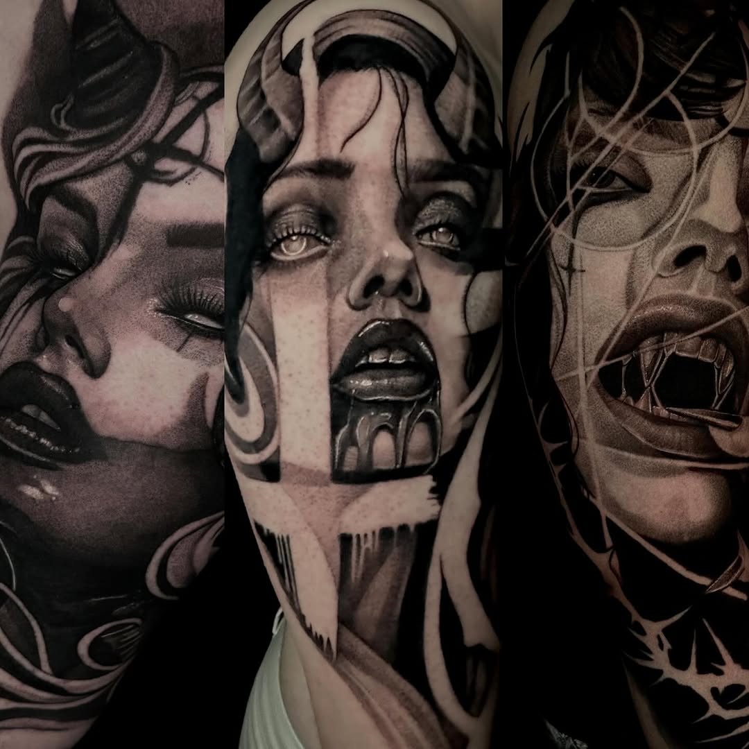 Tattoo by @machomandisavage — black_and_grey, realism