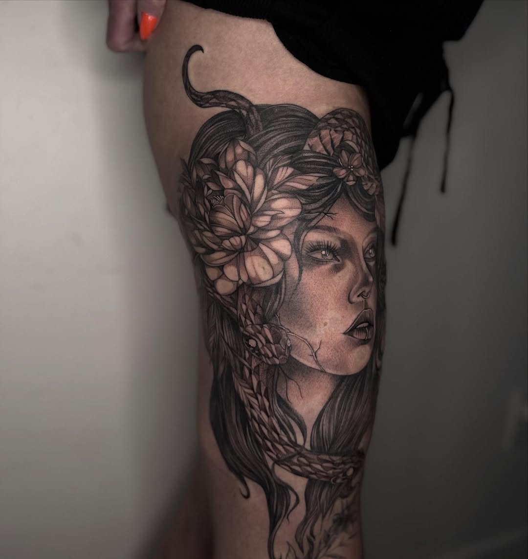 Tattoo by @izztheartist — black_and_grey, realism