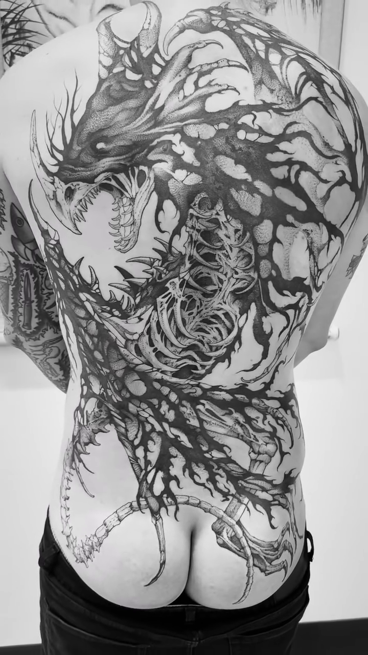 Tattoo by @blightttattoo — black_and_grey, dark_realism