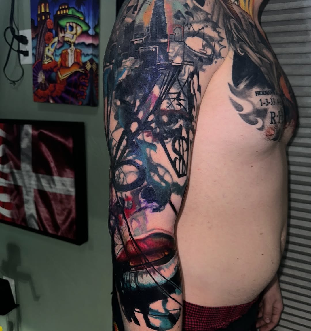 Tattoo by @herna.the.machine — trash_polka, blackwork