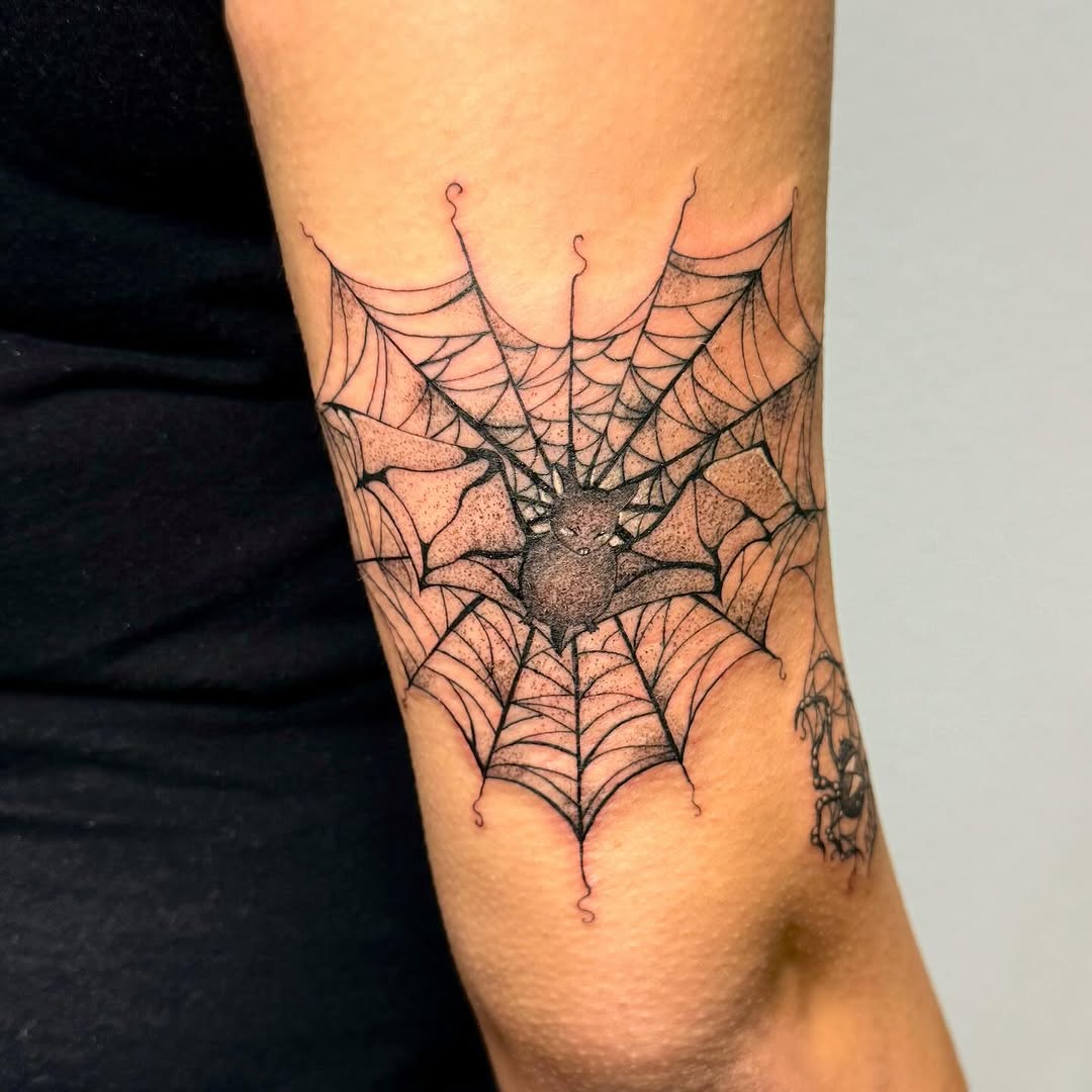 Tattoo by @kittystitches.ink — black_and_grey, dotwork