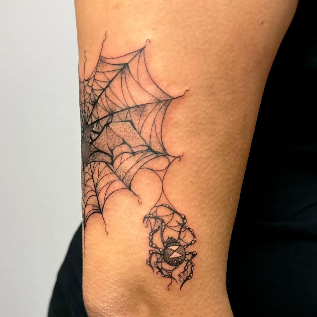Tattoo by @kittystitches.ink — black_and_grey, fine_line