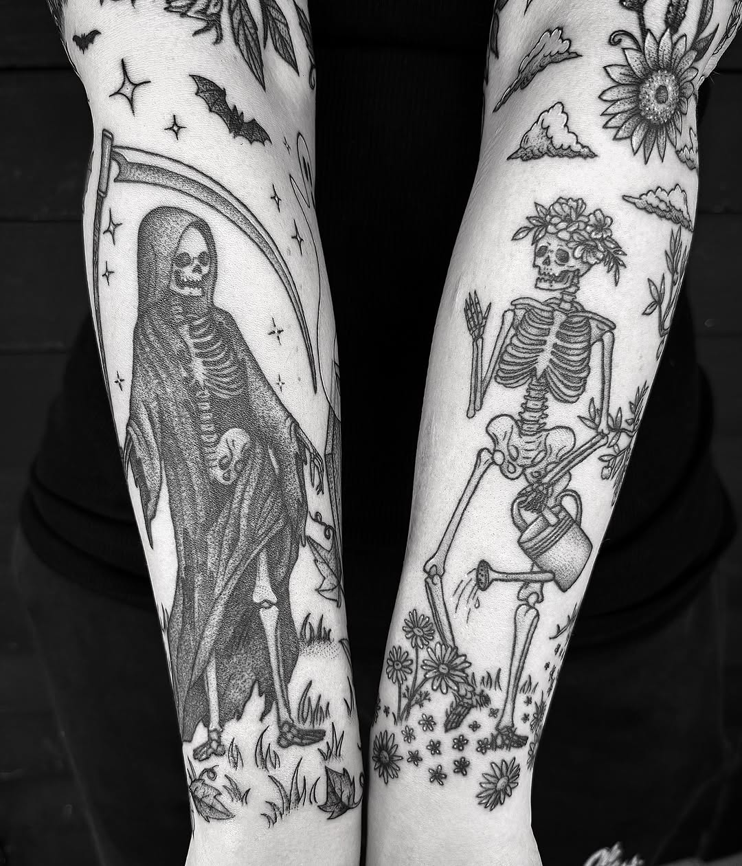 Tattoo by @breezytucker — illustrative, black_and_grey