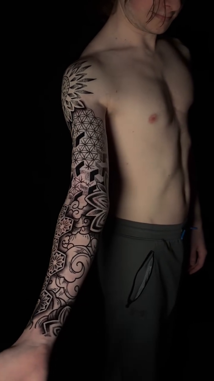 Tattoo by @hardtatz โ geometric, dotwork