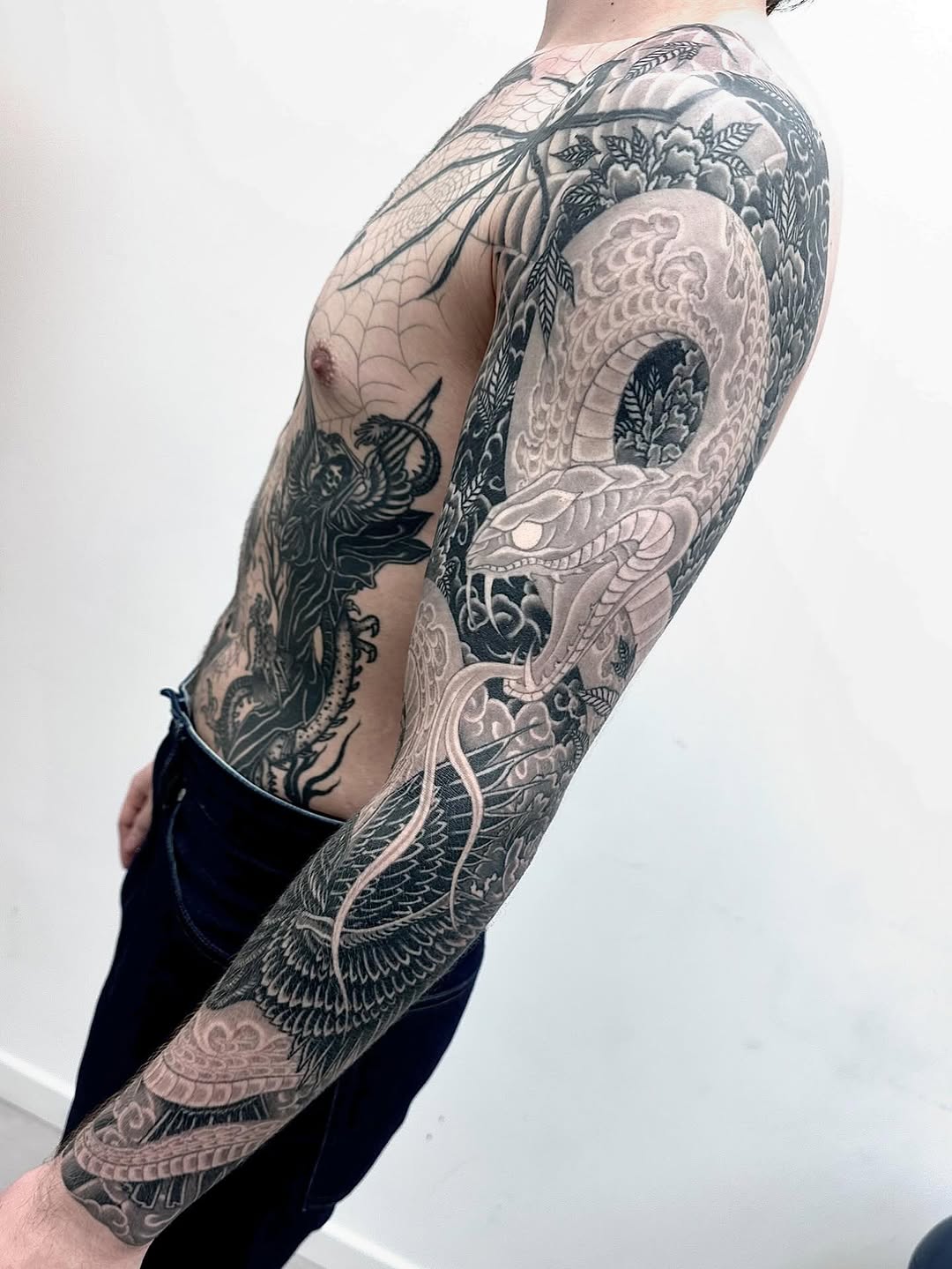 Tattoo by @jaybreentattooer — japanese_irezumi, black_and_grey