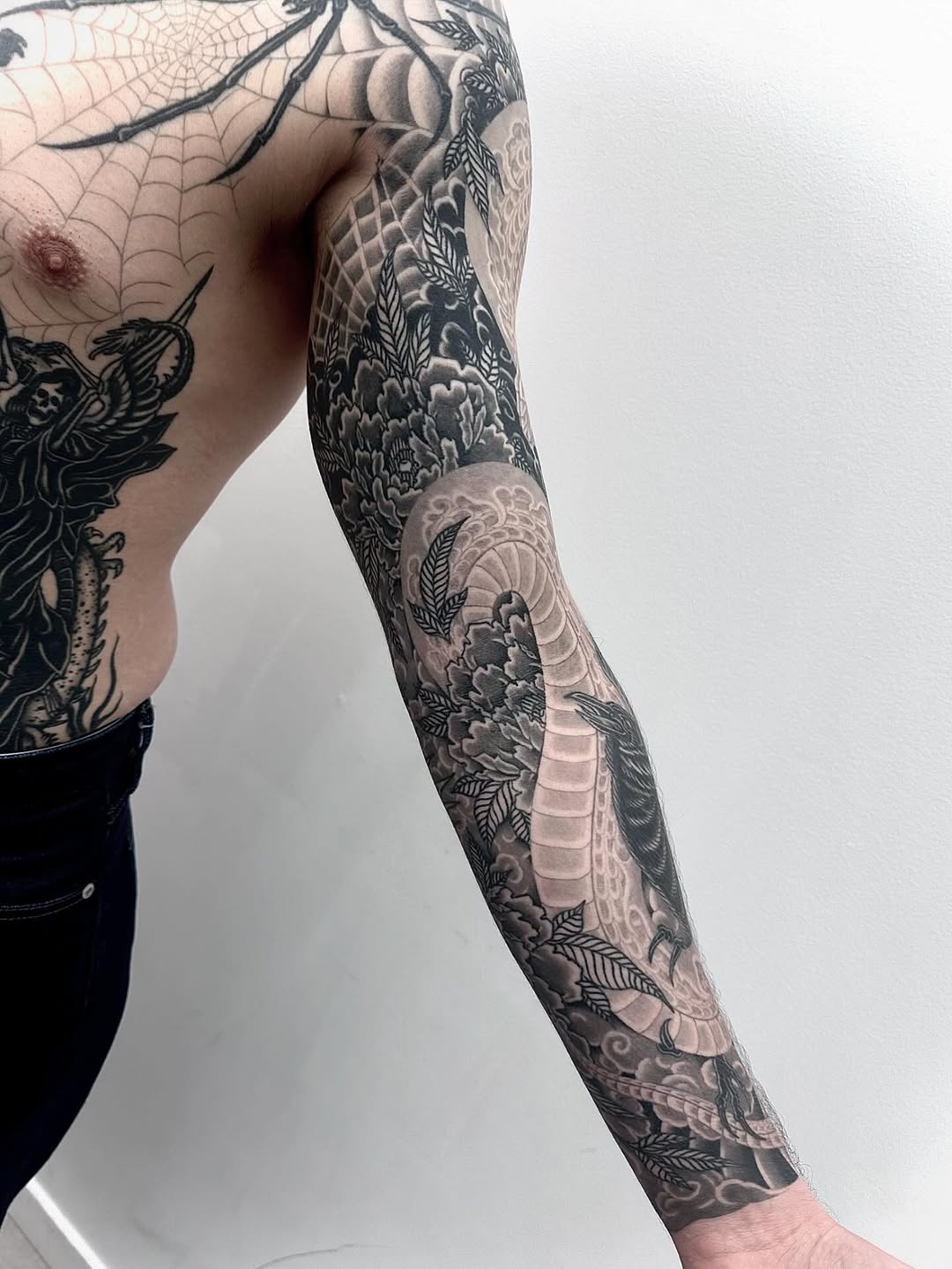 Tattoo by @jaybreentattooer — japanese_irezumi, black_and_grey