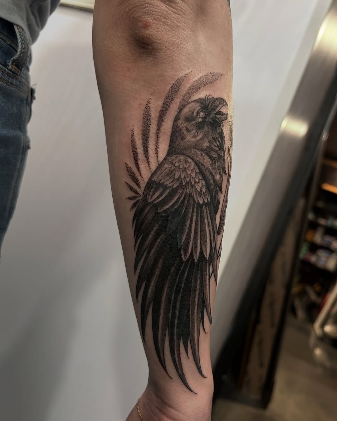 Tattoo by @katelynbraun.art — black_and_grey, dotwork