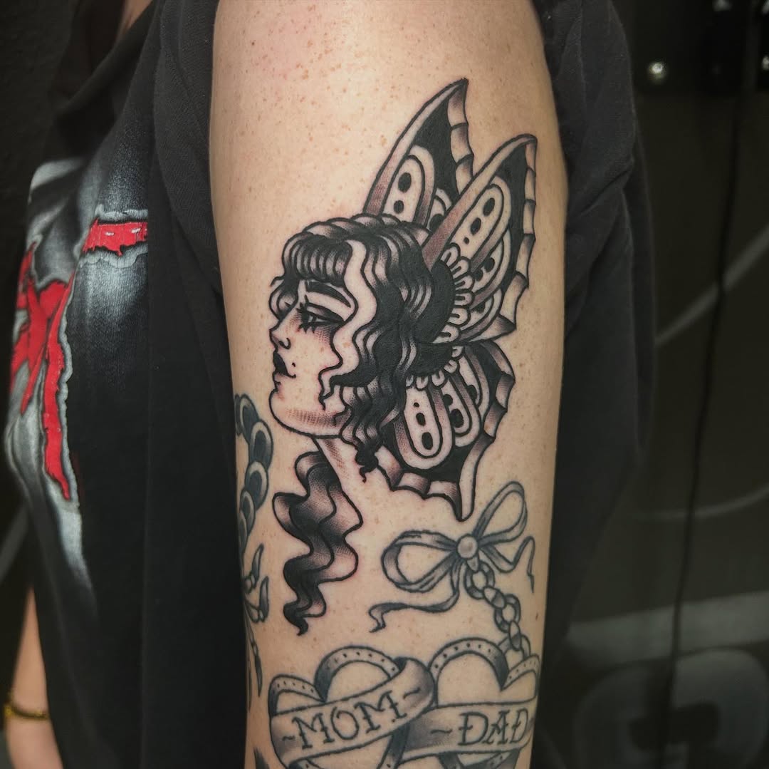 Tattoo by @lilymaytattoos — american_traditional, black_and_grey