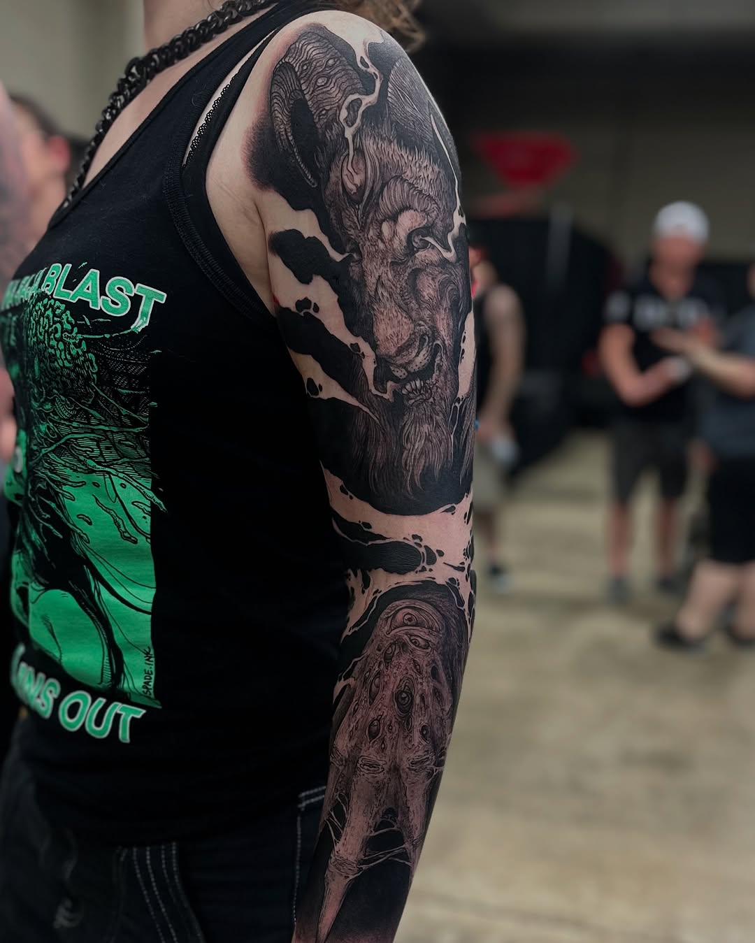 Tattoo by @carnivorousfx — black_and_grey, dark_realism