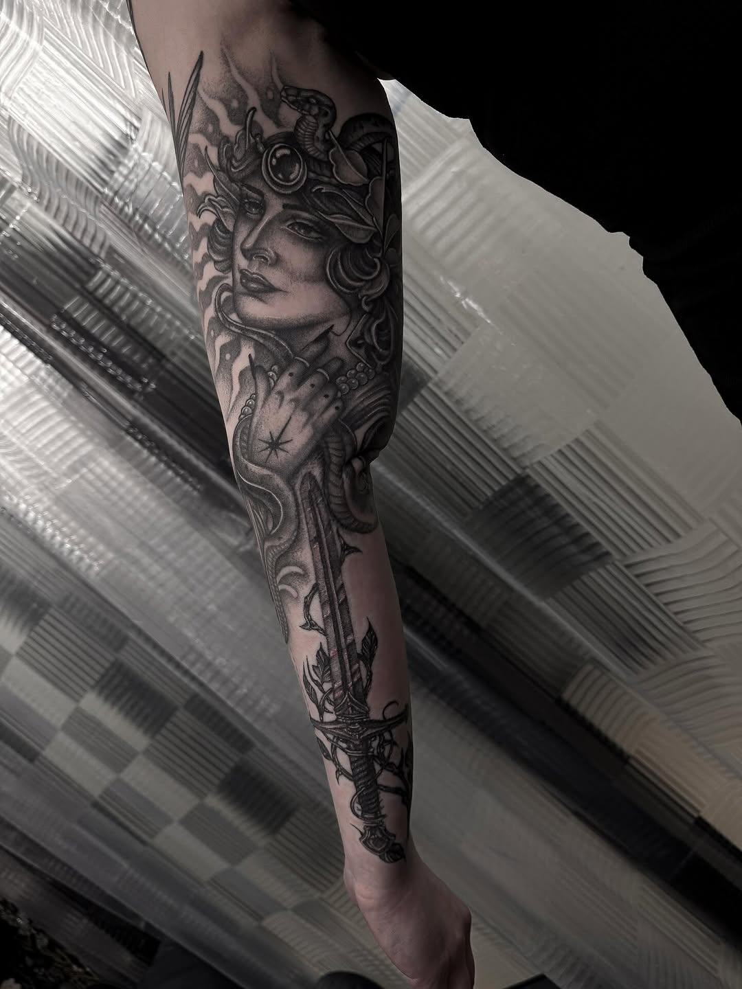 Tattoo by @bonnie_tatt2oos โ realism, black_and_grey