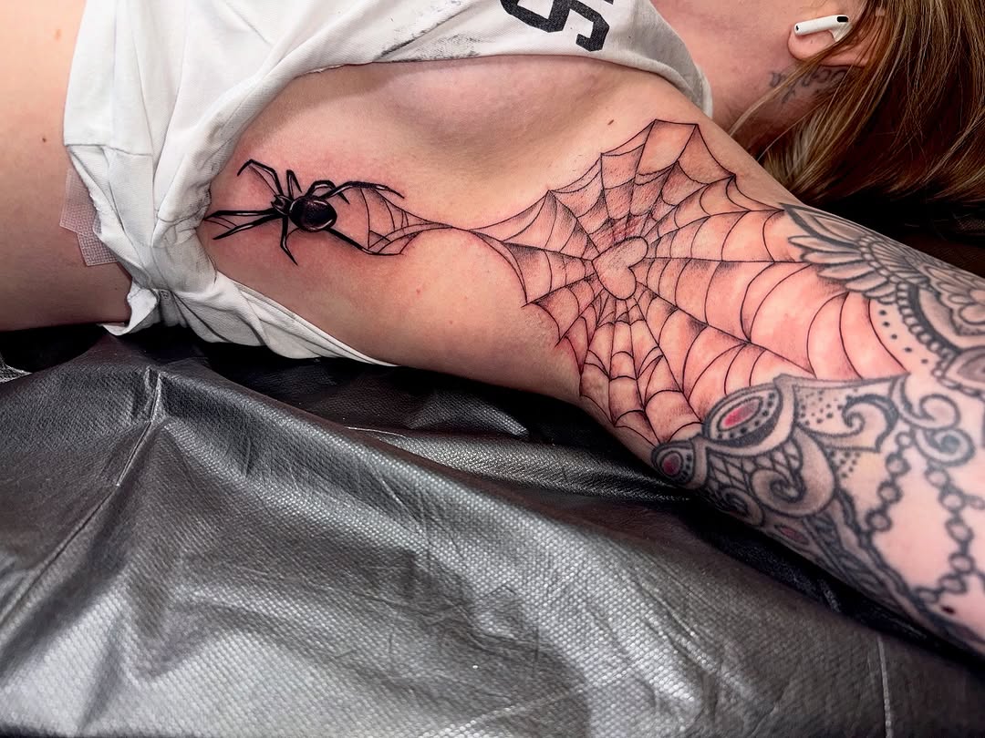 Tattoo by @jerryluckycat — blackwork, illustrative