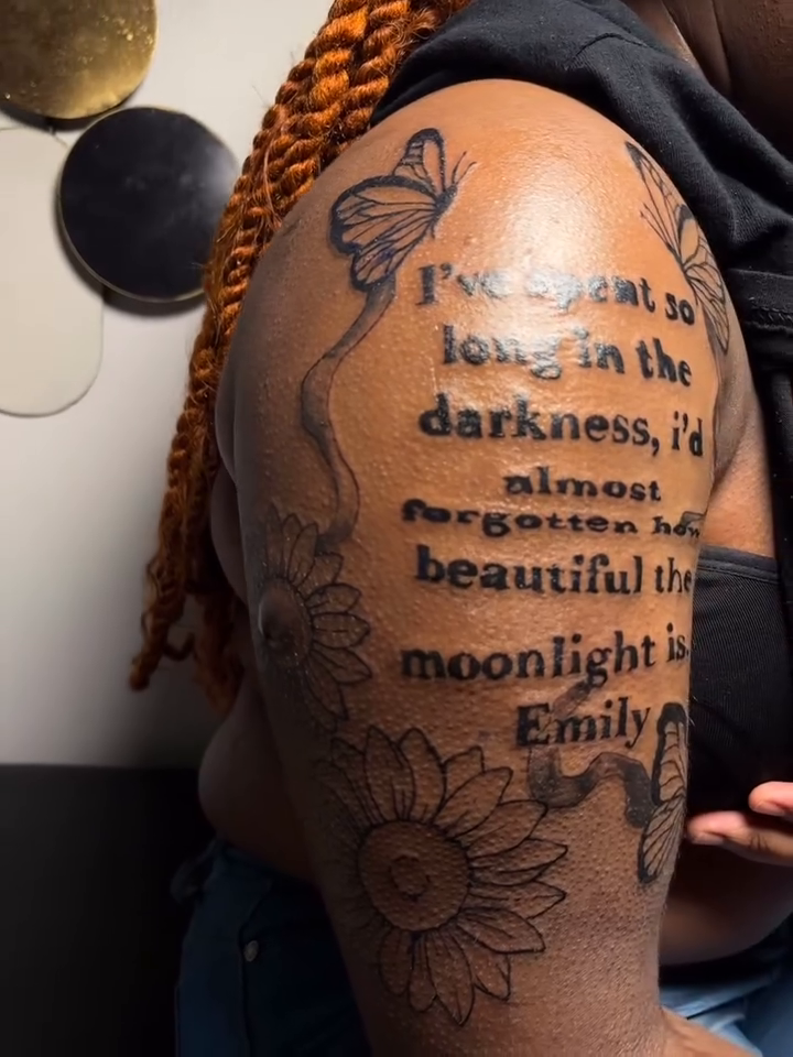 Tattoo by @mciinks โ lettering_script, illustrative