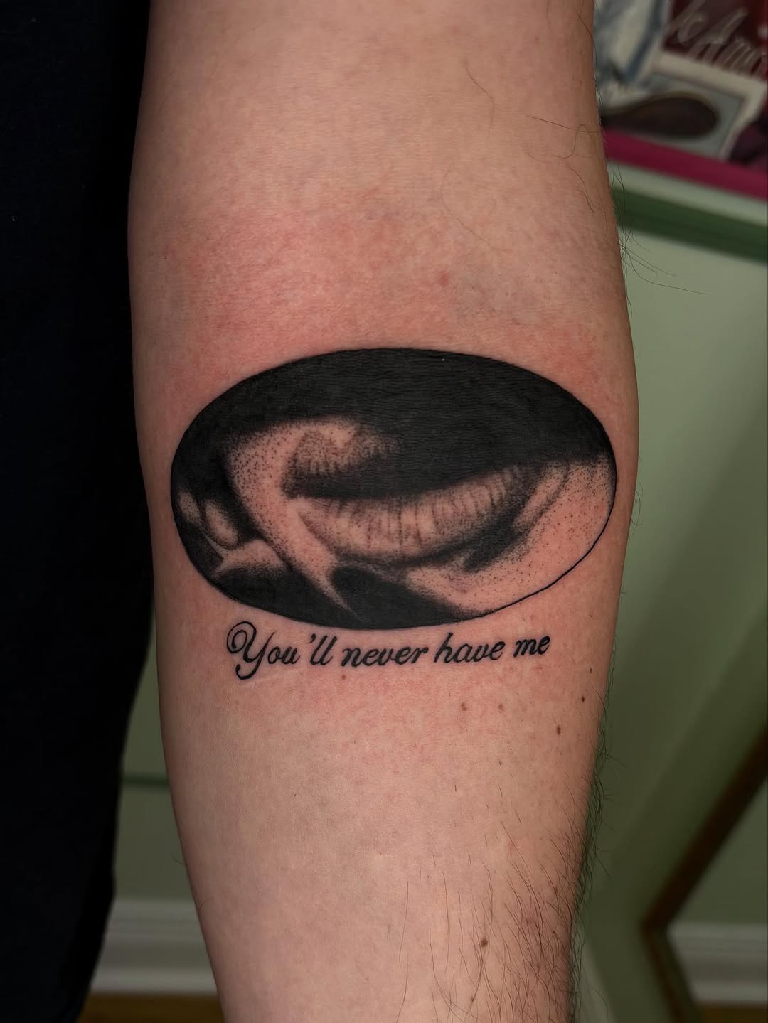 Tattoo by @maisontheprofessional — black_and_grey, lettering_script