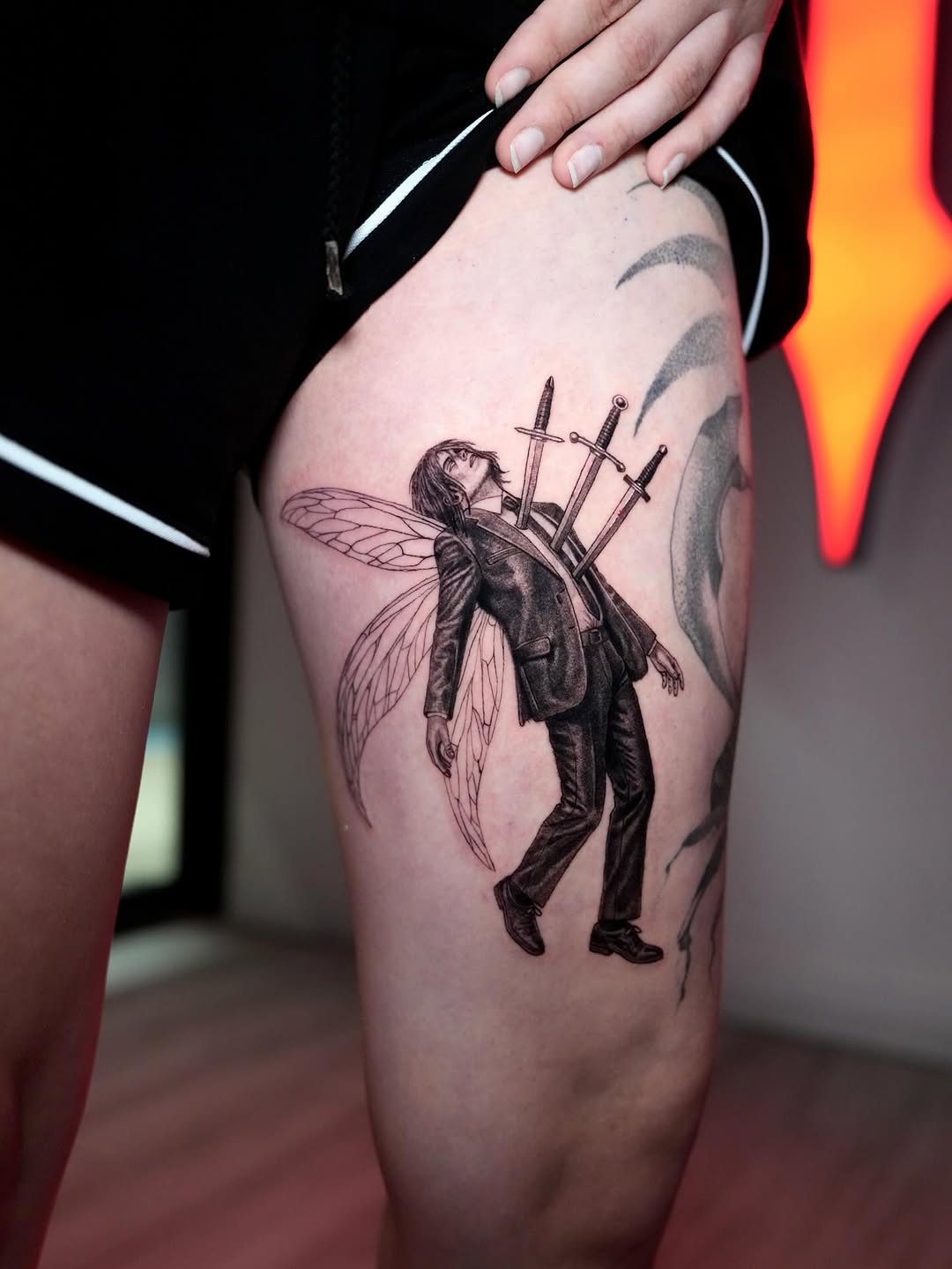 Tattoo by @jiinkytattoos — realism, black_and_grey