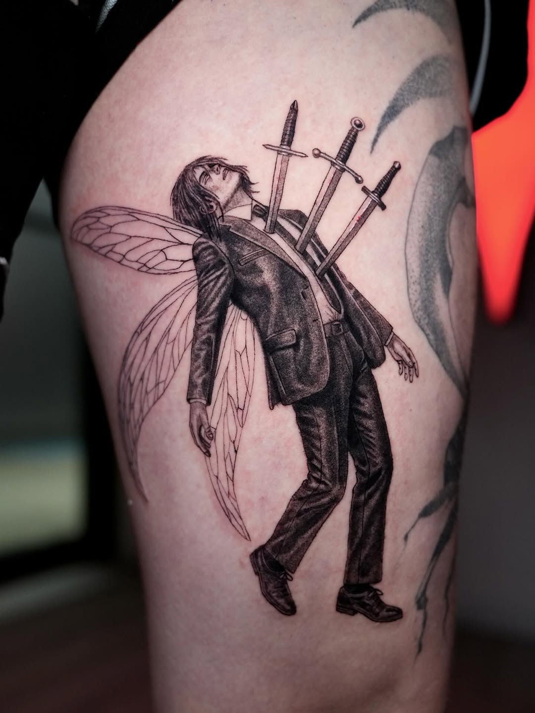 Tattoo by @jiinkytattoos — realism, black_and_grey