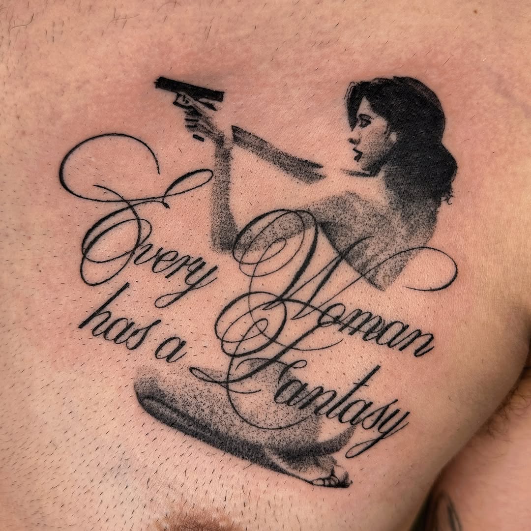 Tattoo by @sexytattoofactory — lettering_script, illustrative