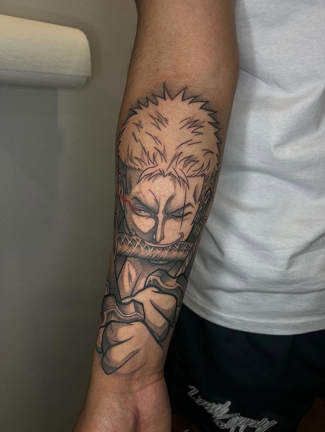 Tattoo by @officialdrayaartink — anime, black_and_grey