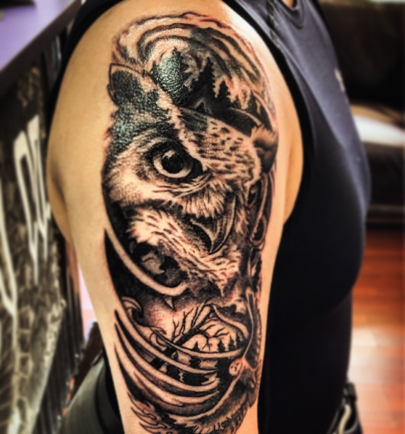 Tattoo by @james_sparkman_tattoos — realism, black_and_grey