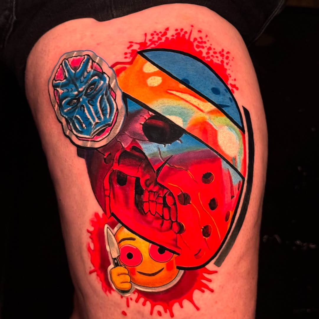 Tattoo by @tonywhodoestattoos — new_school, trash_polka