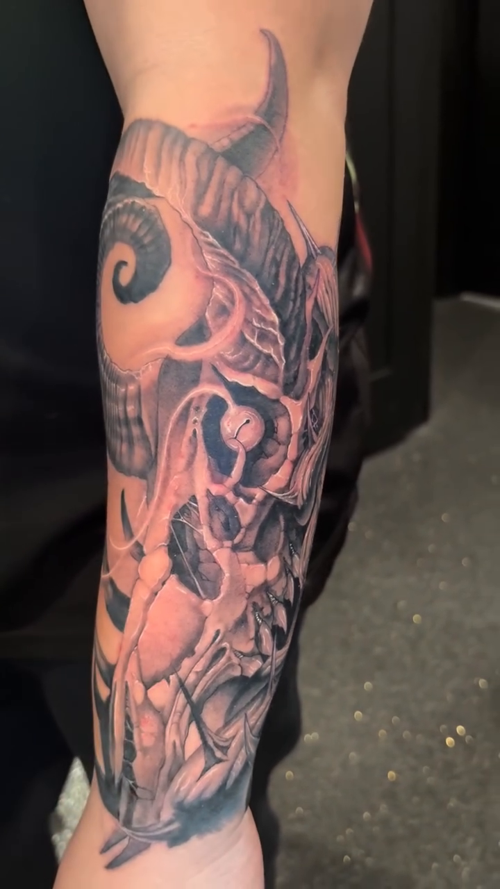 Tattoo by @_electricyeti_ — dark_realism, black_and_grey