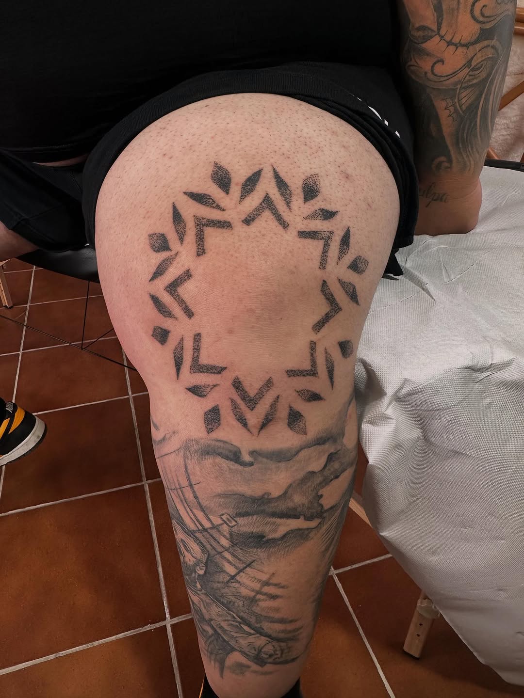 Tattoo by @_therosetattoo_ — geometric, dotwork