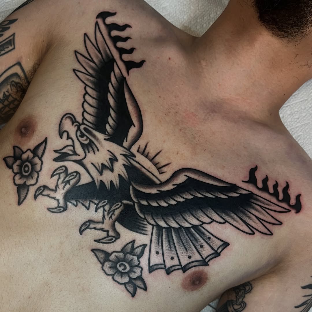 Tattoo by @augustbtattoos — american_traditional, black_and_grey