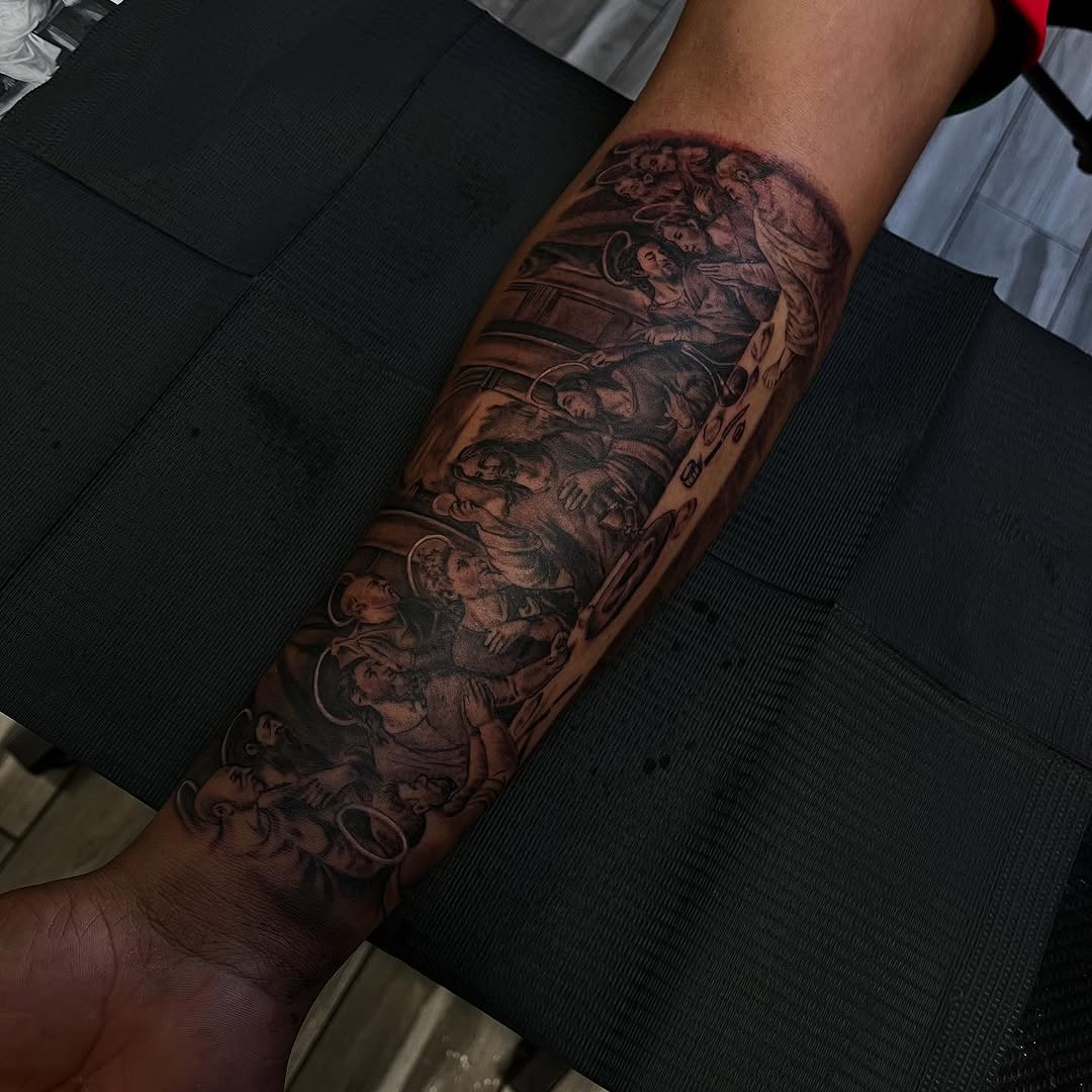 Tattoo by @rico_tattoos.3 โ realism, black_and_grey