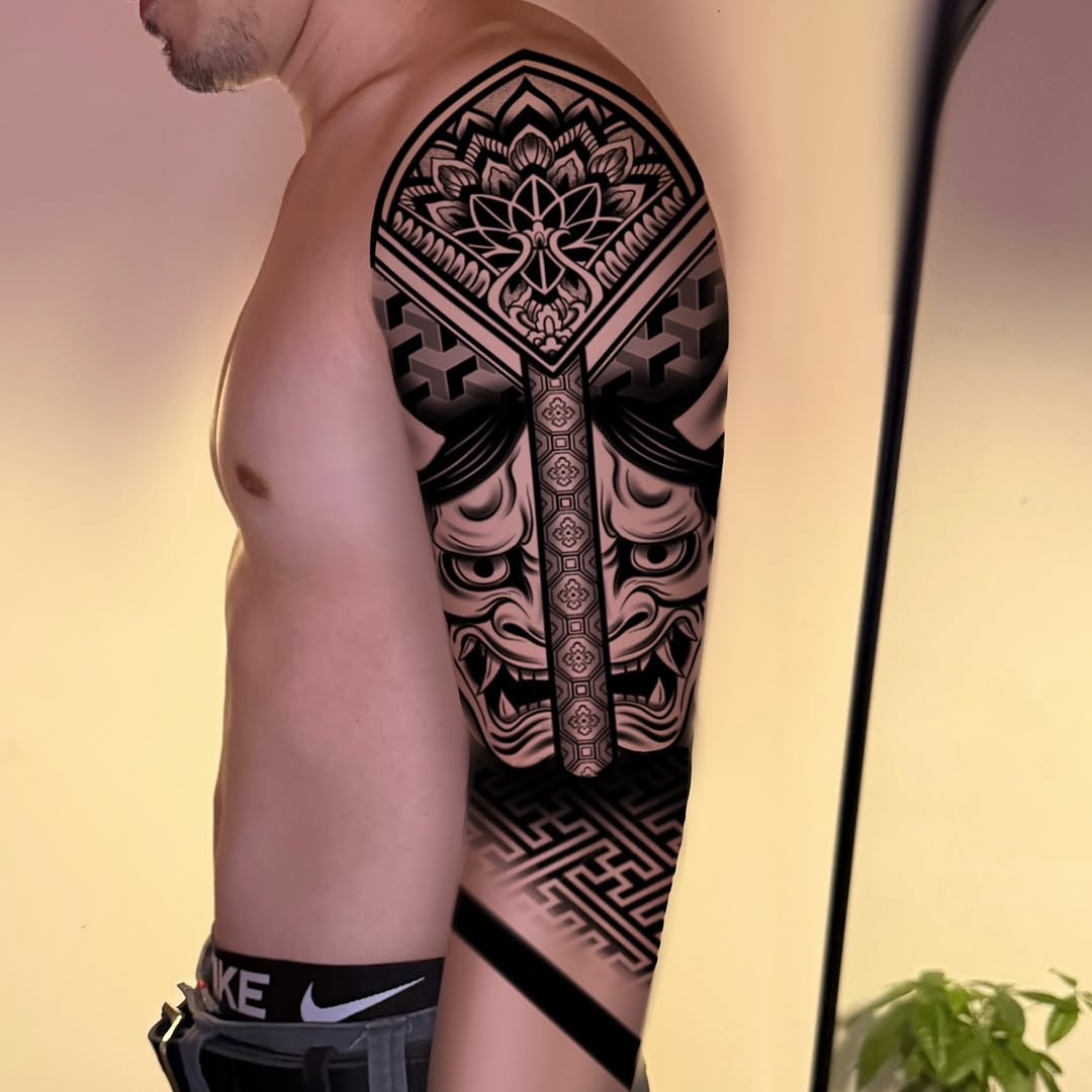 Tattoo by @ivyleetattoo — japanese_irezumi, geometric