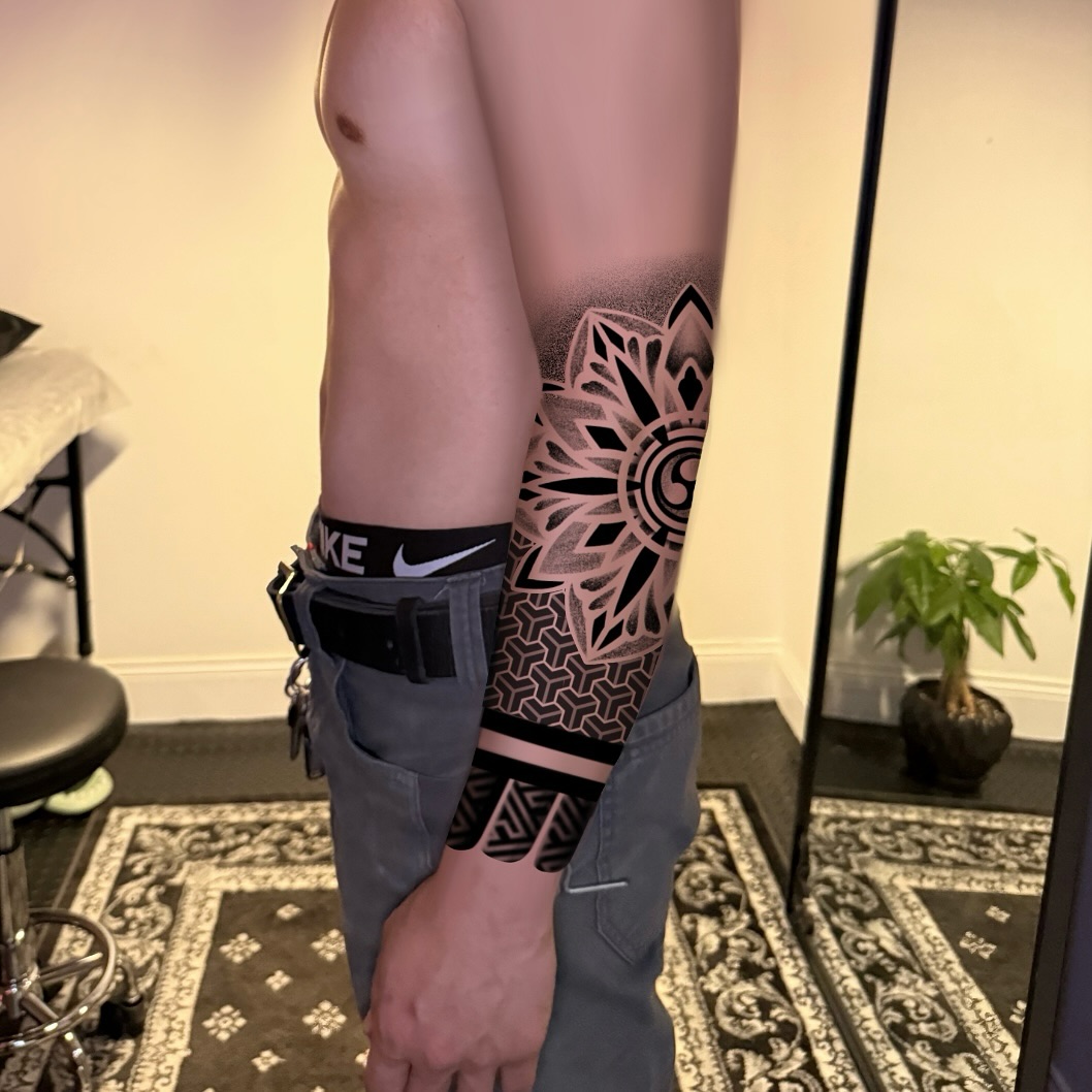 Tattoo by @ivyleetattoo — geometric, dotwork