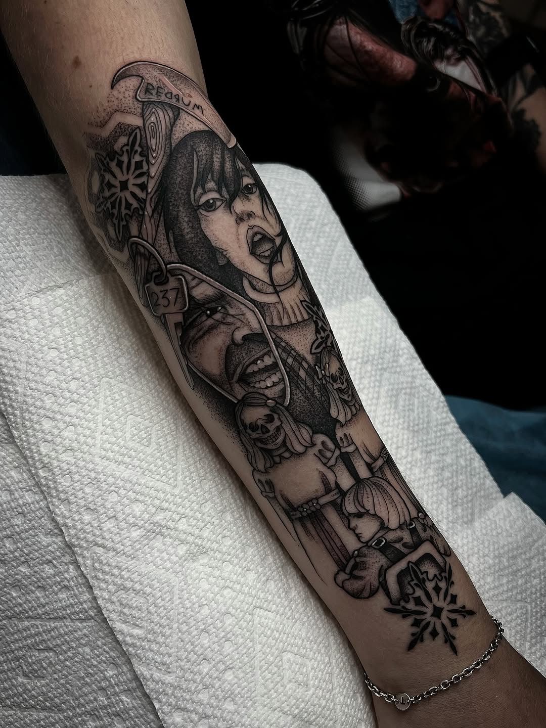 Tattoo by @rachktattoo — dark_realism, black_and_grey