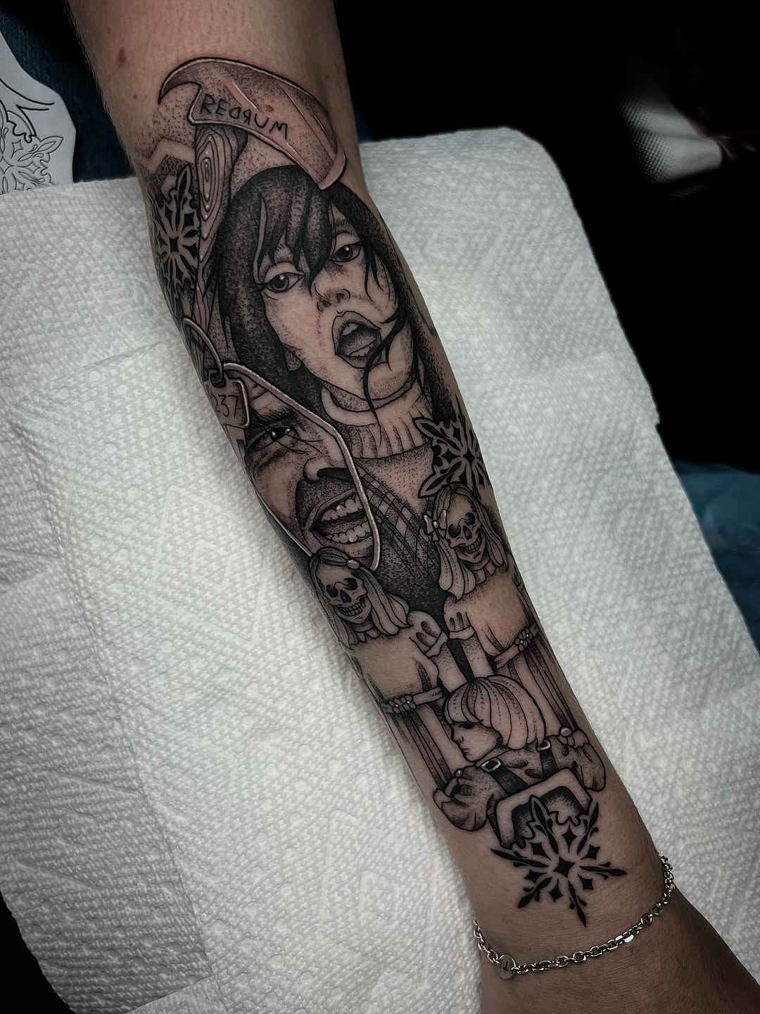 Tattoo by @rachktattoo — dark_realism, black_and_grey
