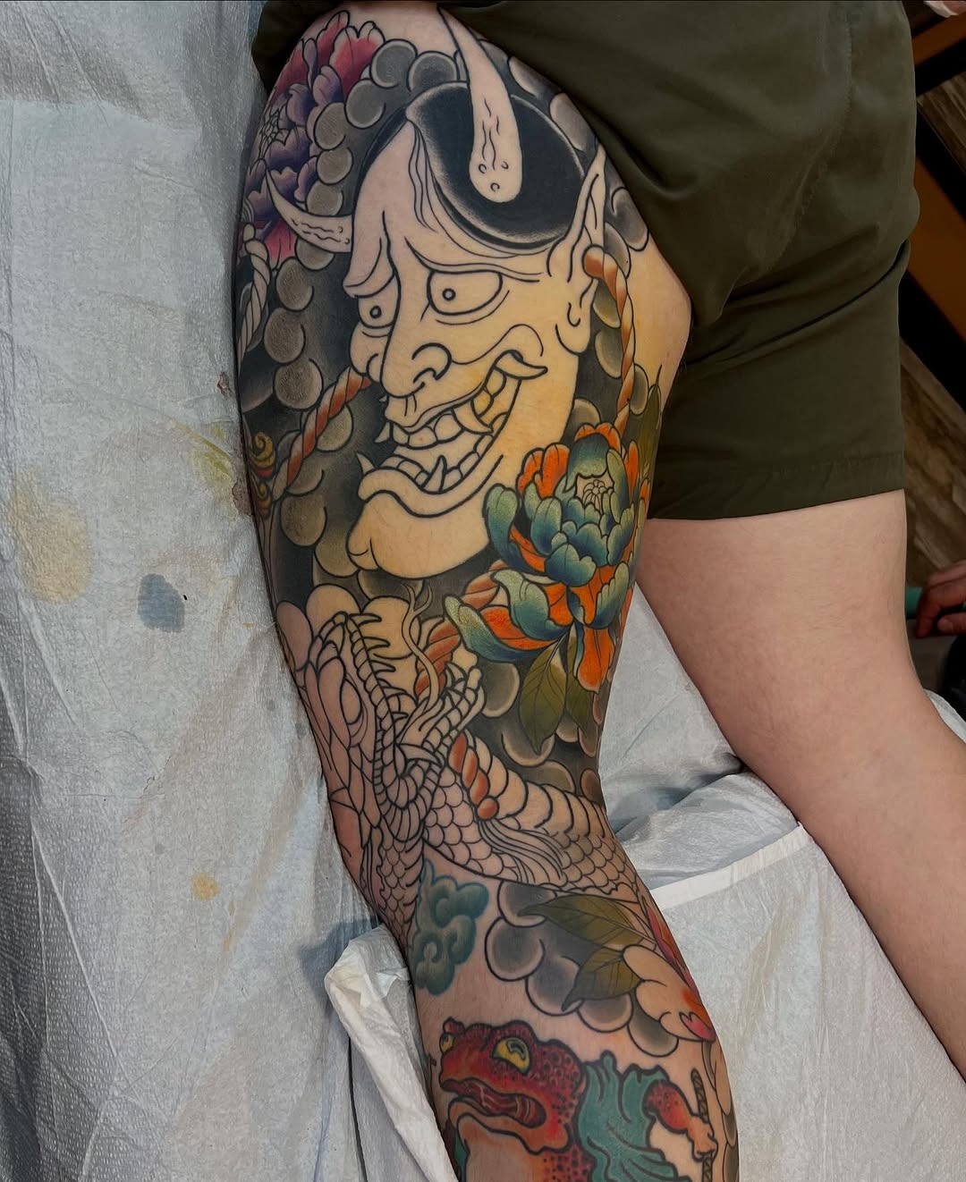 Tattoo by @mikeatidwell — japanese_irezumi, black_and_grey