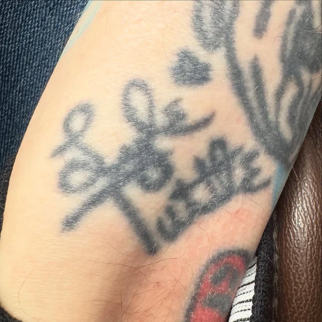 Tattoo by @bobbyjoeward — lettering_script, black_and_grey