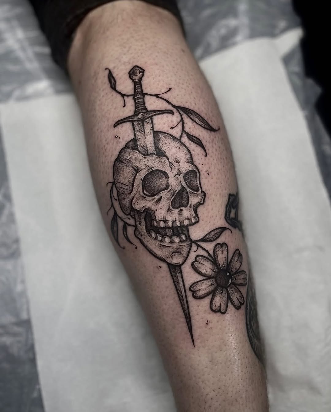 Tattoo by @dog.house.tattoo β black_and_grey, dark_realism