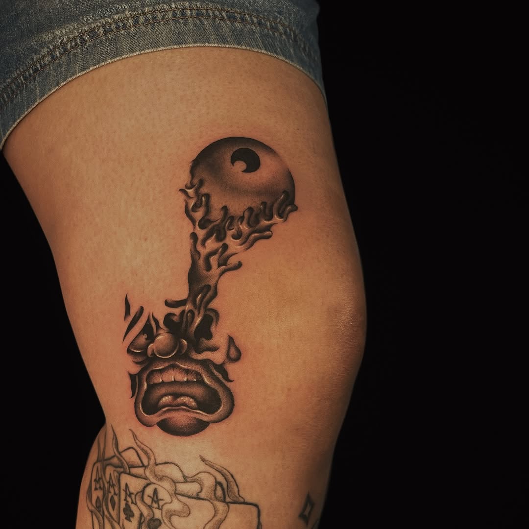 Tattoo by @wizdtattoo — black_and_grey, dark_realism