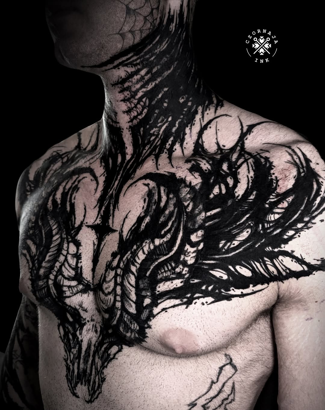 Tattoo by @czornaja_ink — blackwork, illustrative
