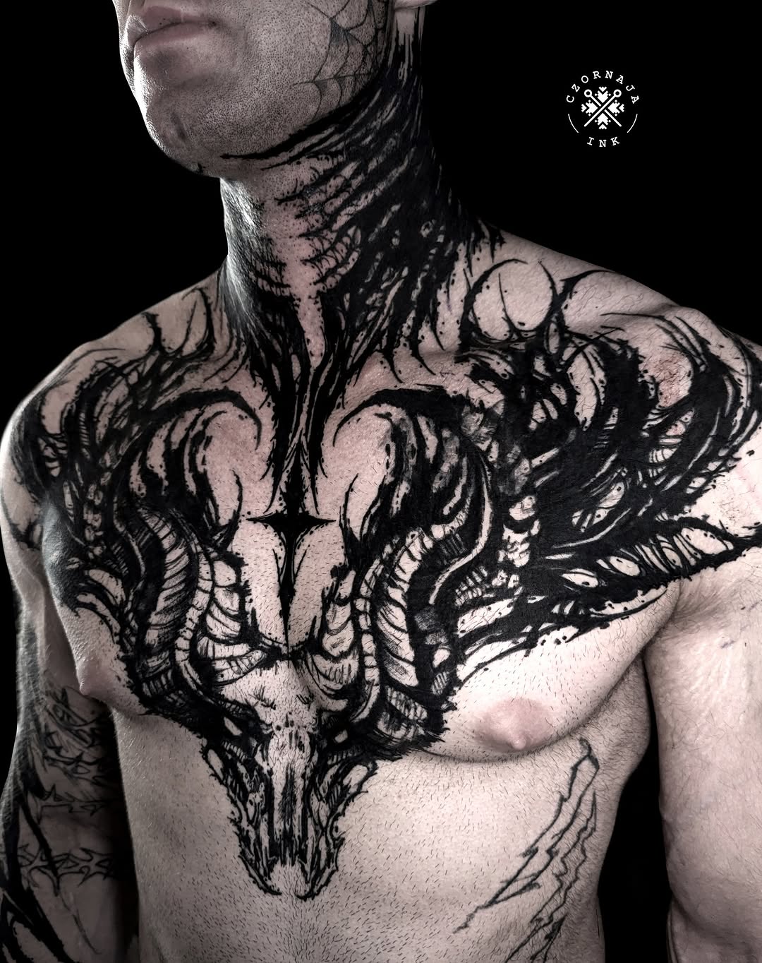 Tattoo by @czornaja_ink — blackwork, illustrative
