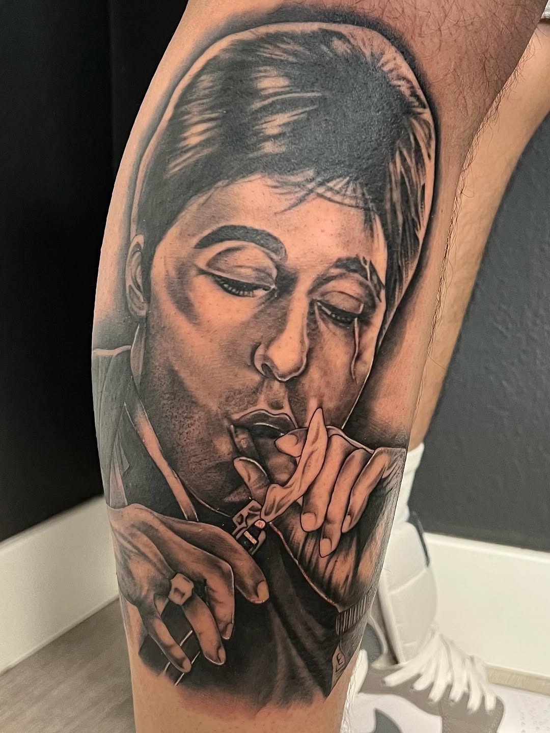 Tattoo by @donhugotattoo โ realism, black_and_grey