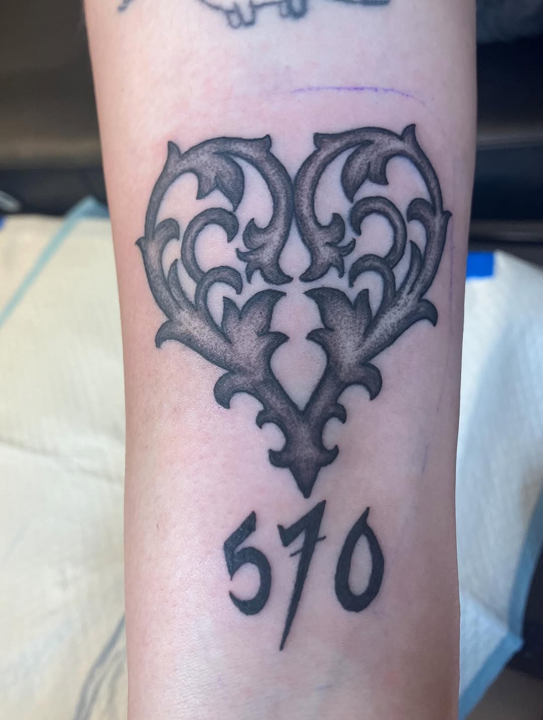 Tattoo by @not_hughheff — ornamental, lettering_script