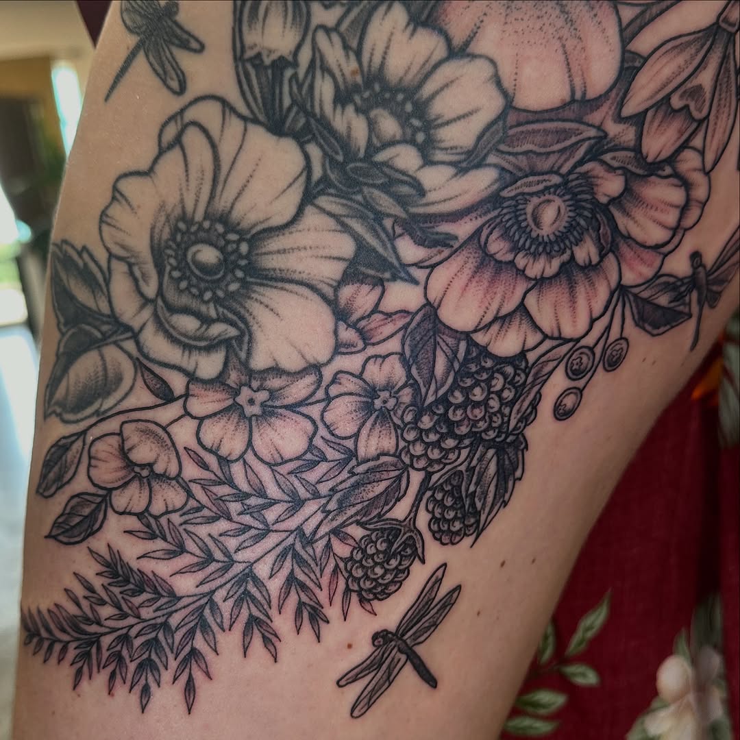 Tattoo by @_emilytattoos_ โ illustrative, black_and_grey
