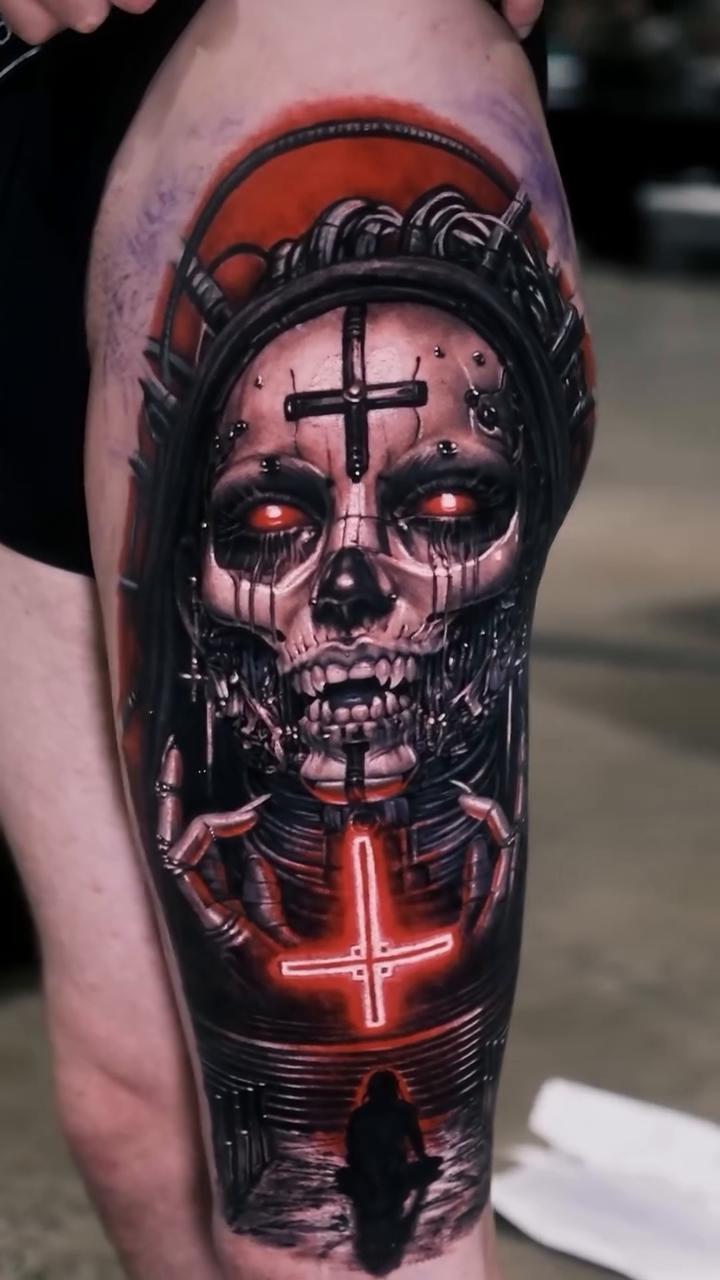 Tattoo by @ink.shadow โ dark_realism, black_and_grey